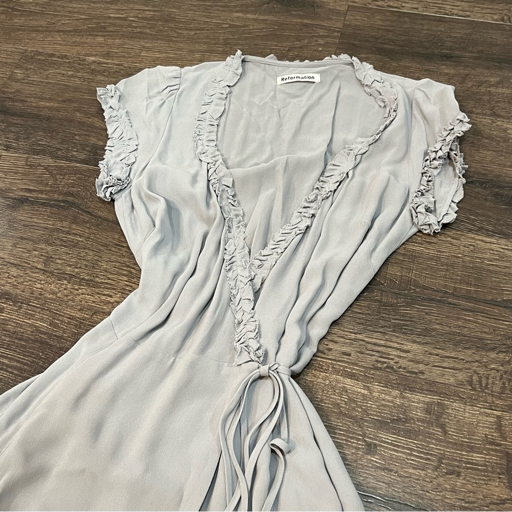 Reformation Light Gray/blue Maxi Dress